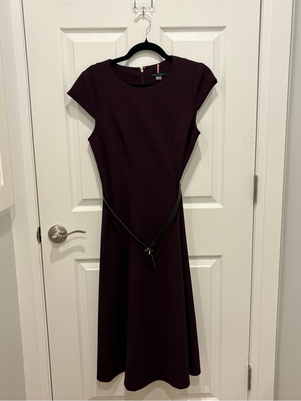 Tommy Hilfiger Classic Cap-Sleeve Fit & Flare Dress in Deep Plum #1314